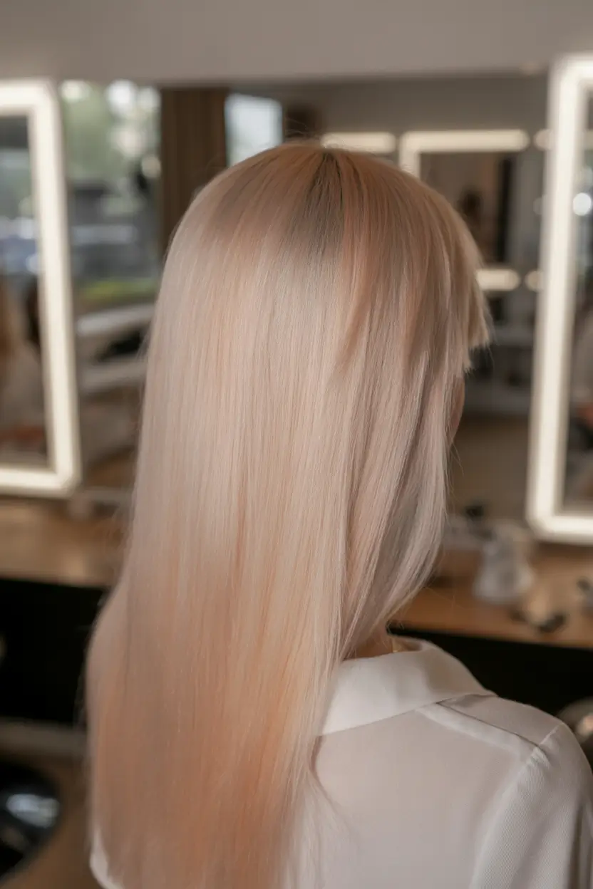 popular spring blonde hair color shades 2026 Peach Tinted Blonde for a Bright and Playful Spring Glow