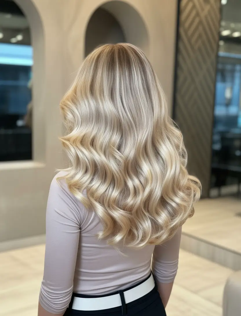 popular spring blonde hair color shades 2026 Bright Cream Blonde Waves for a Fresh Spring Lightness