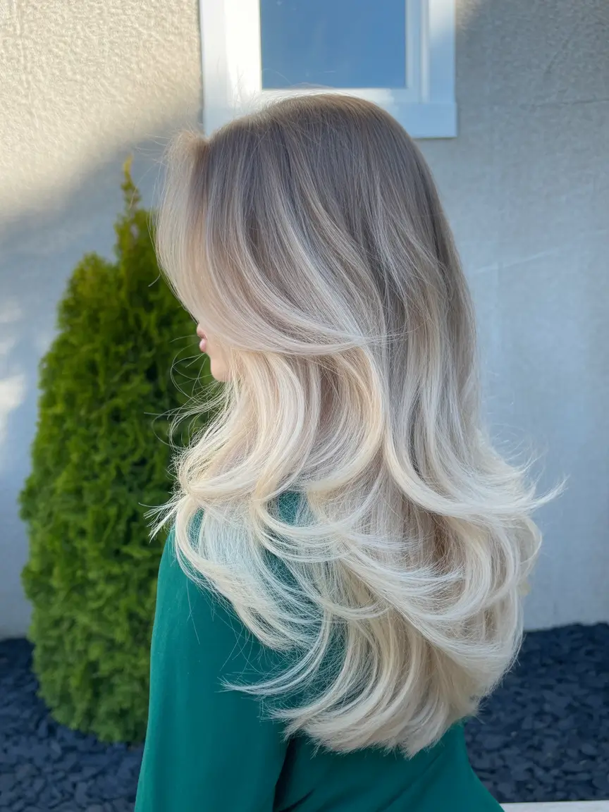 popular spring blonde hair color shades 2026 Cool Beige Blonde Layers with Soft Spring Volume