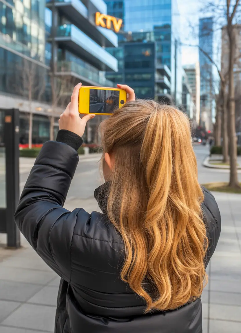 popular spring blonde hair color shades 2026 Golden Apricot Blonde Half Up Style with a Bright Spring Finish