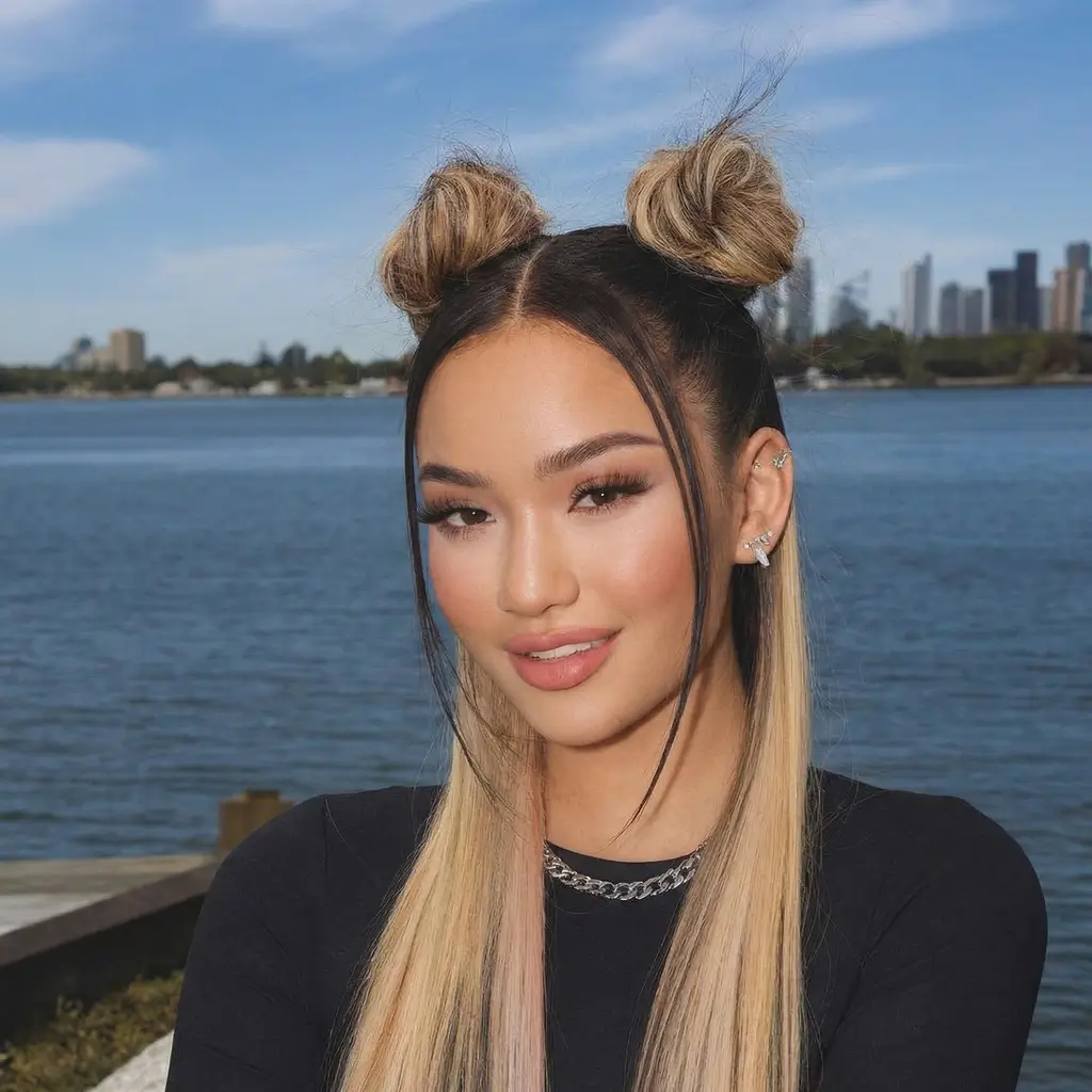 quick spring hairstyles 2026 High Half Up Double Bun Style With Sleek Lengths