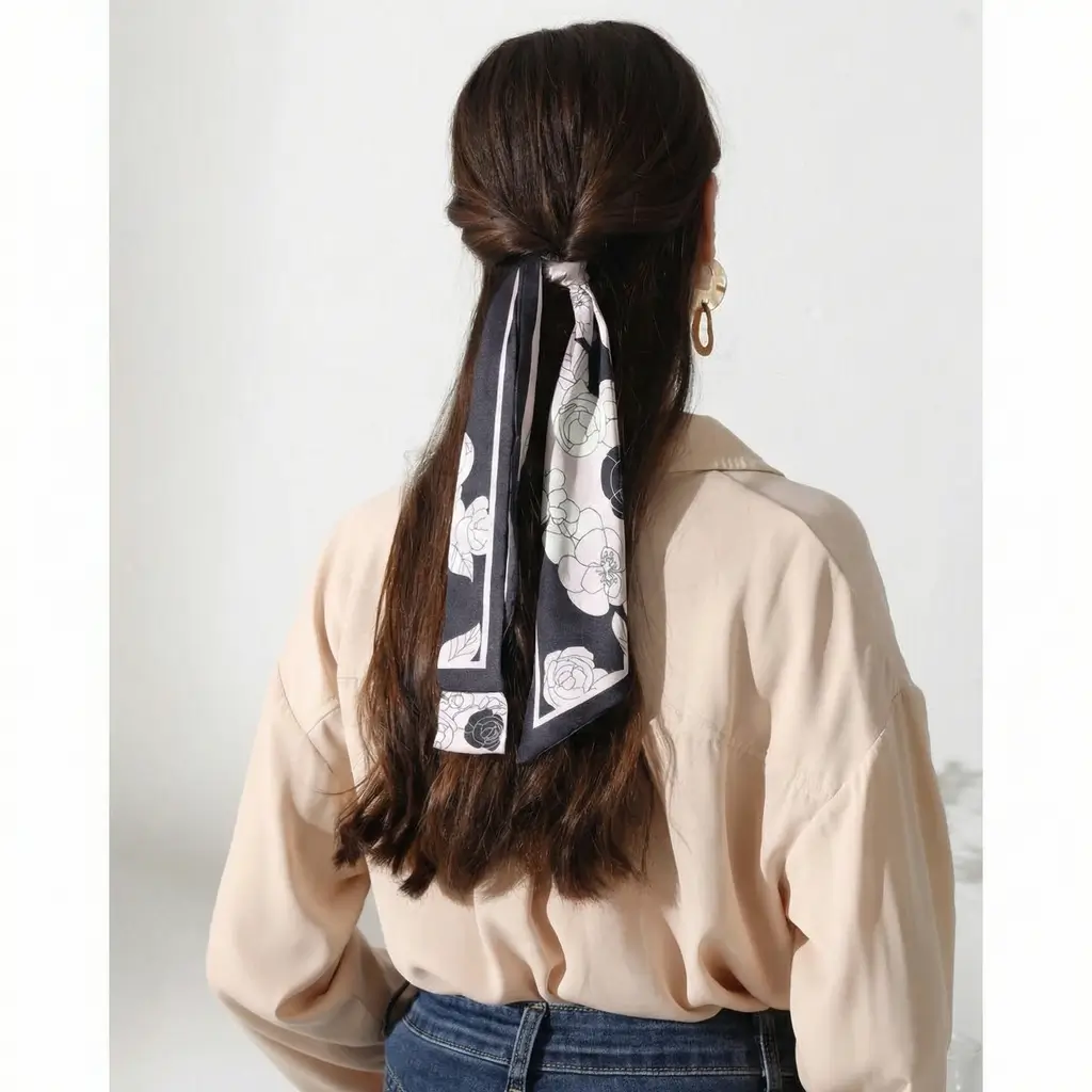 quick spring hairstyles 2026 Romantic Half Up Scarf Tie With Flowing Lengths