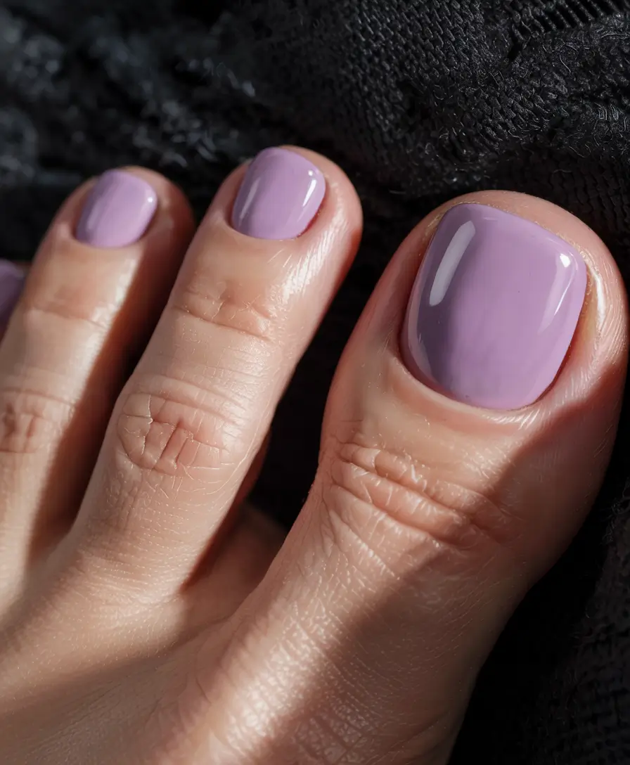 simple spring toe nail color 2026 Soft Lilac Glow for Fresh Morning Light