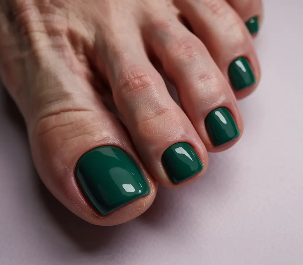 simple spring toe nail color 2026 Deep Emerald Shine for Bold Spring Contrast