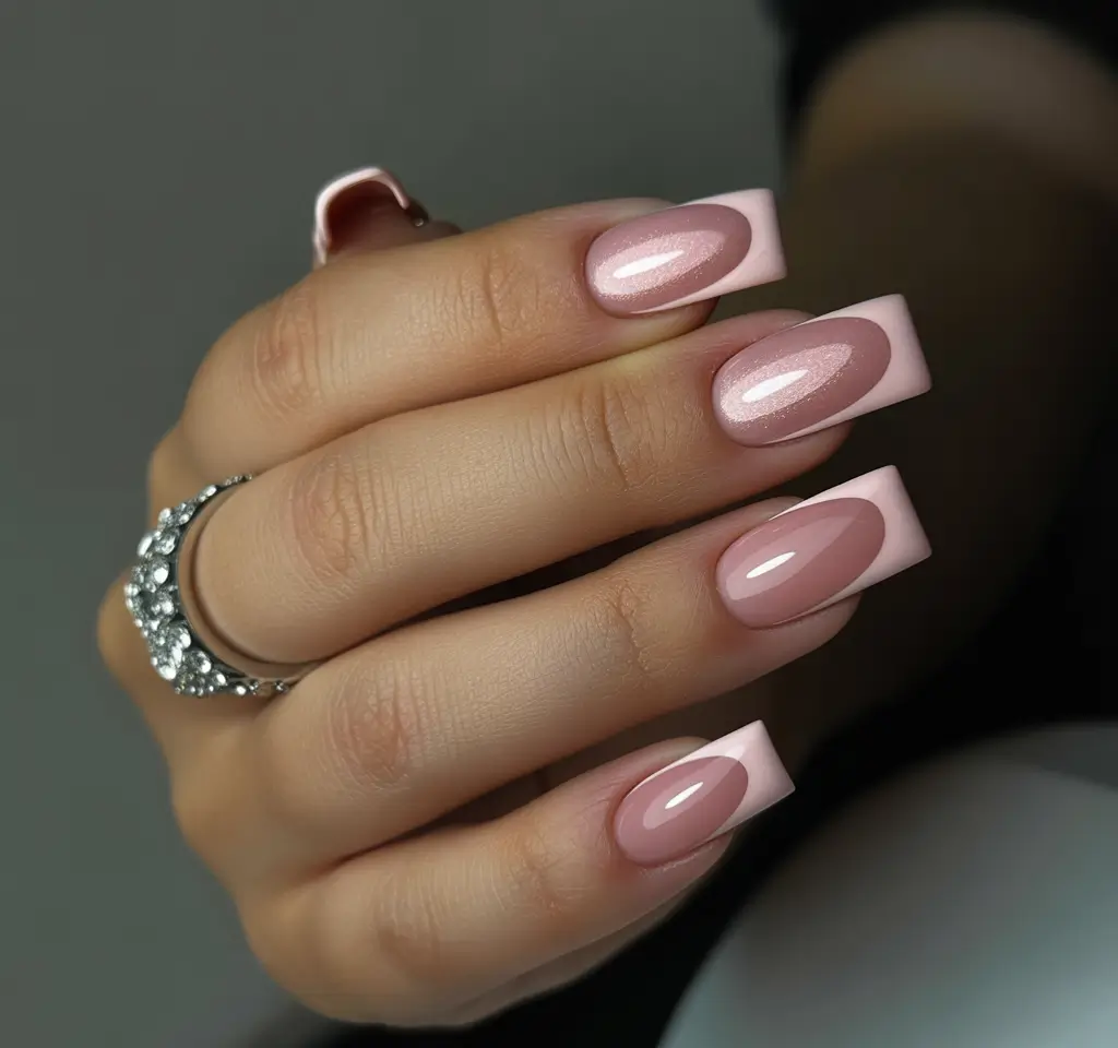 simple trendy spring nails 2026 Soft Pink Glow with a Modern Square Edge