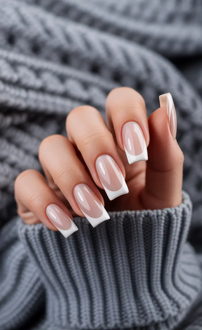 simple trendy spring nails 2026 Classic White French with a Crisp Modern Square Shape