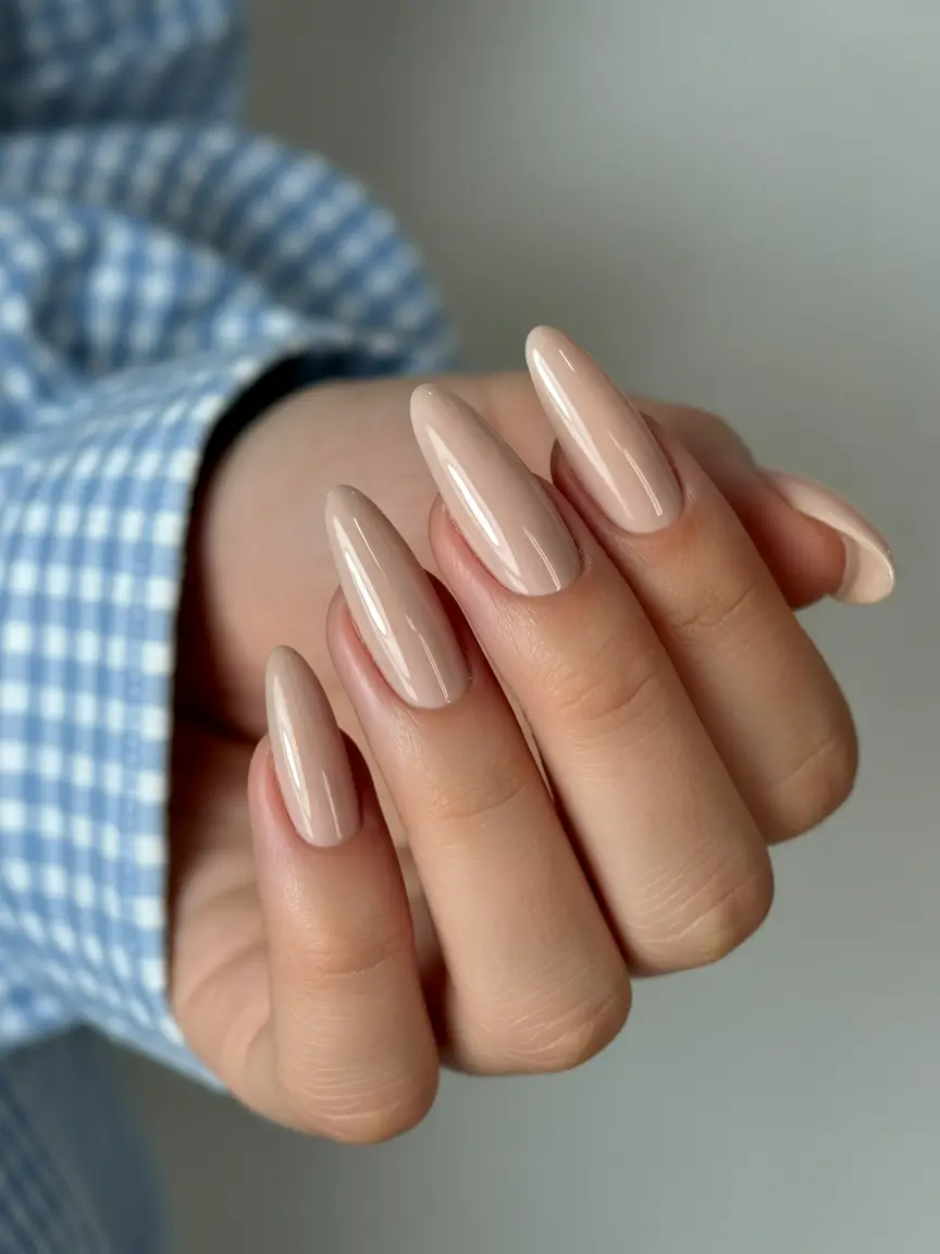 simple trendy spring nails 2026 Soft Nude Almond Elegance for Spring Minimalists