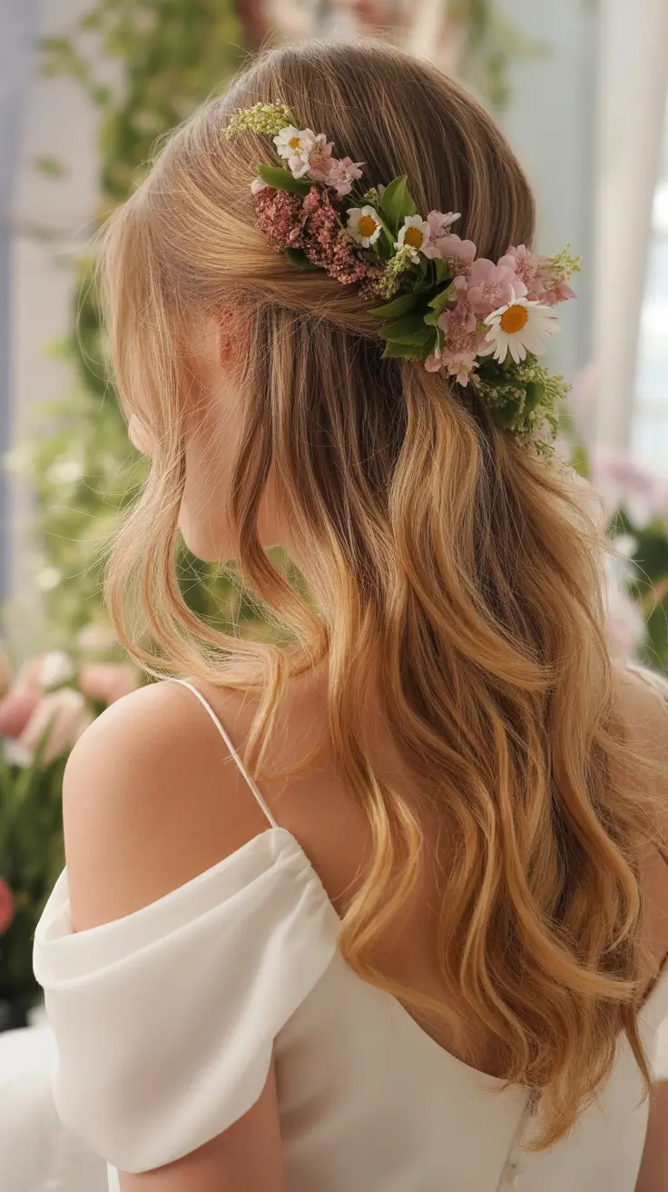effortless spring half up half down hairstyle 2026 Wildflower Half Up with Soft Natural Texture