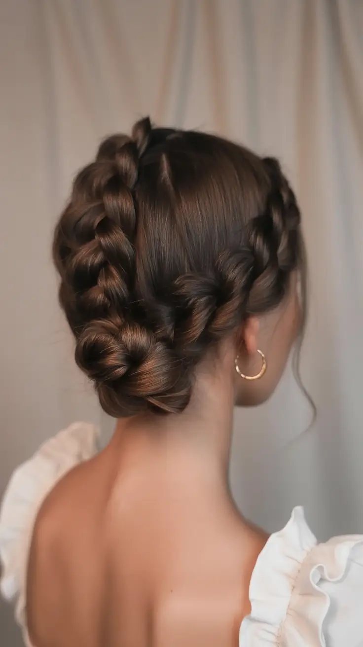 effortless spring half up half down hairstyle 2026 Structured Double Twist Updo with Braided Detail