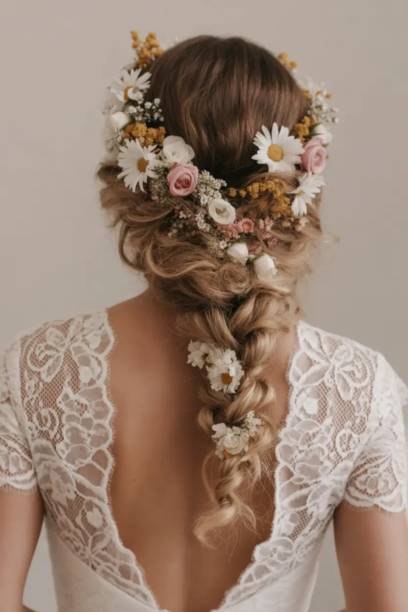 effortless spring half up half down hairstyle 2026 Floral Braided Half Up with Garden Romance