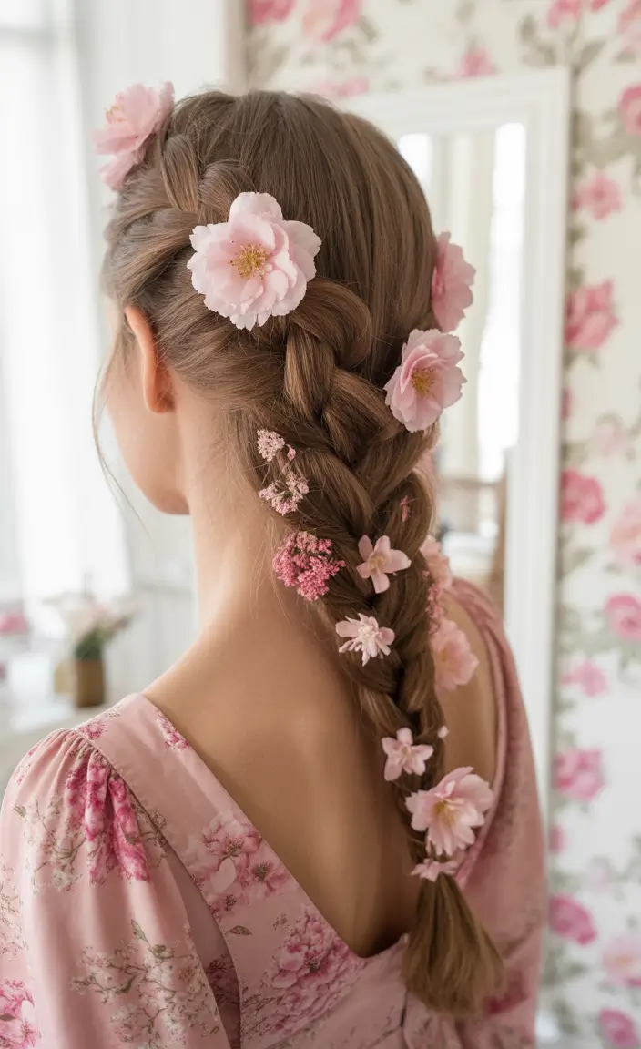 sophisticated spring wedding hairstyle for 2026 Romantic Floral Braided Statement for a Spring Garden Ceremony