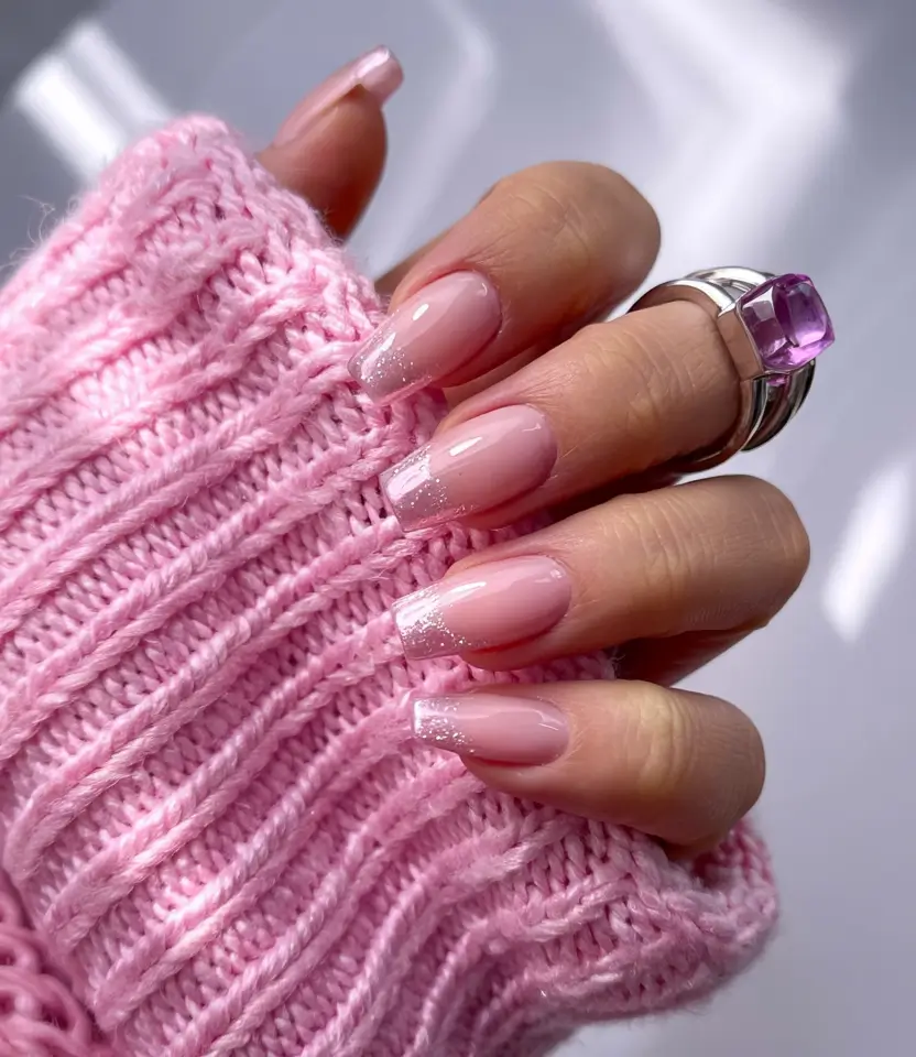 spring gel nails art ideas 2026 Soft-Pink-Gradient-Gel-Nails-with-Subtle-Sparkle-for-a-Dreamy-Spring-Glow