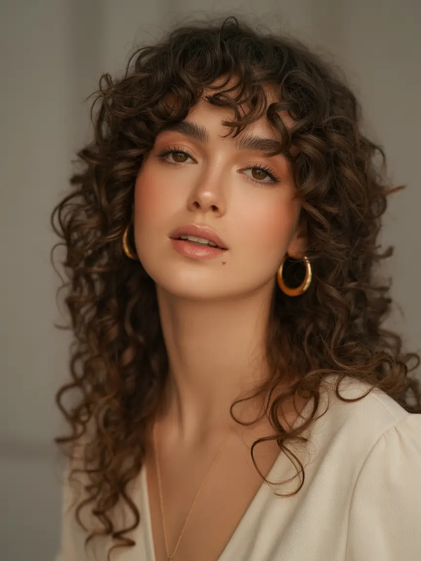 stylish spring butterfly haircuts 2026 Curly Long Butterfly with Layered Volume