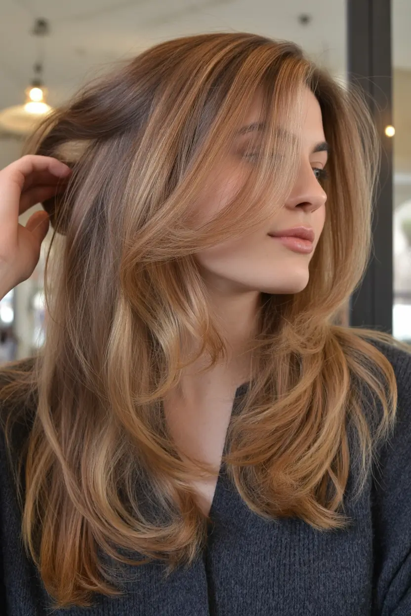 stylish spring butterfly haircuts 2026 Warm Brunette Long Butterfly with Dimensional Layers