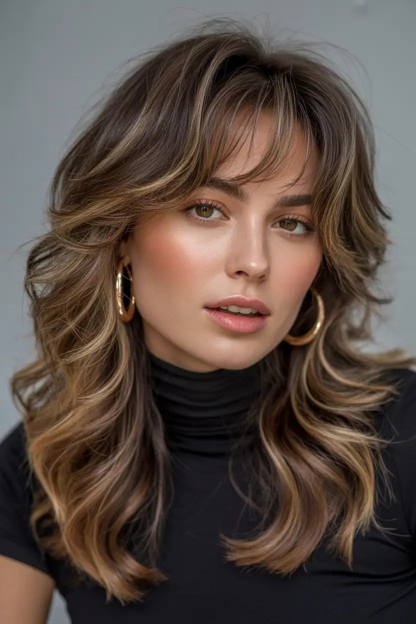 stylish spring butterfly haircuts 2026 Textured Medium Butterfly Cut with Soft Bangs