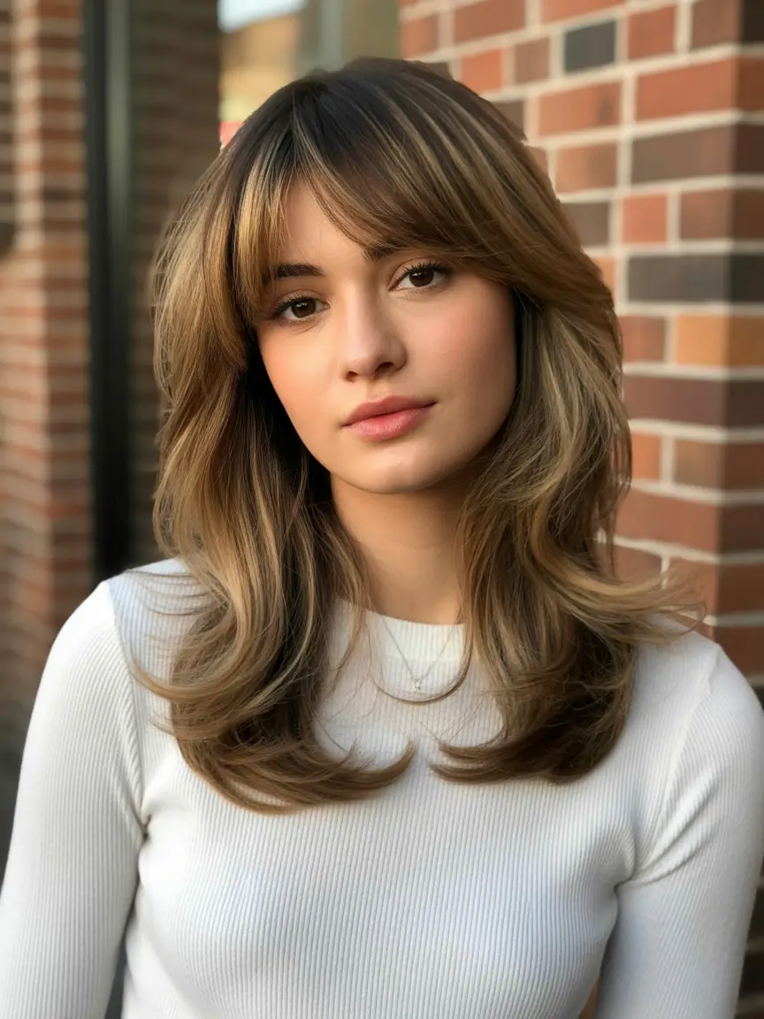 stylish spring butterfly haircuts 2026 Layered Medium Butterfly with Soft Face Frame