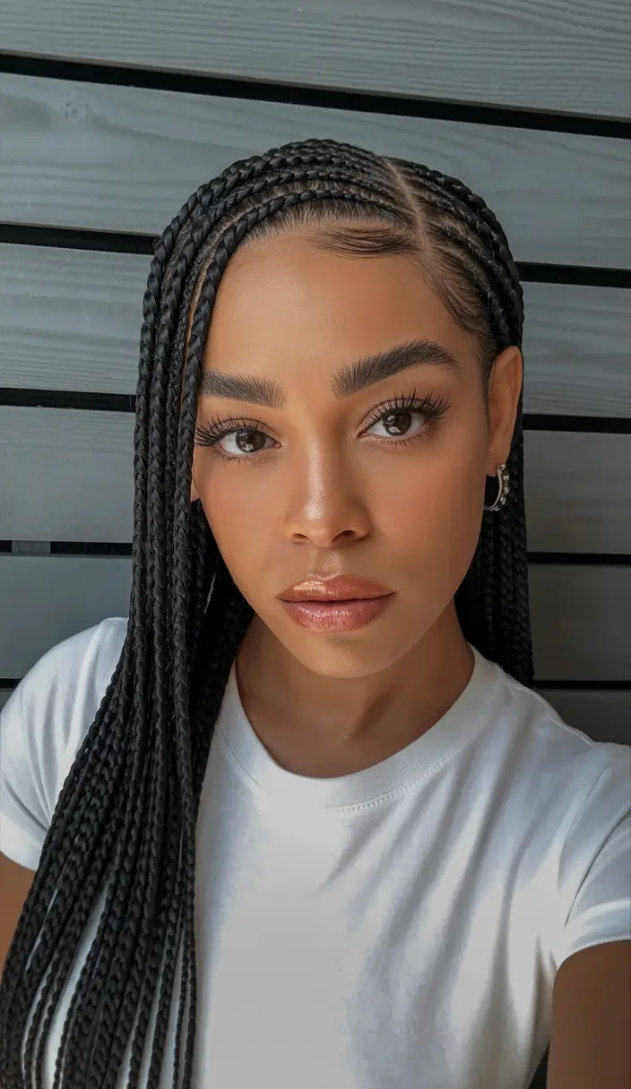 stylish spring hairstyle for black women 2026 Side Swept Cornrows with Soft Length