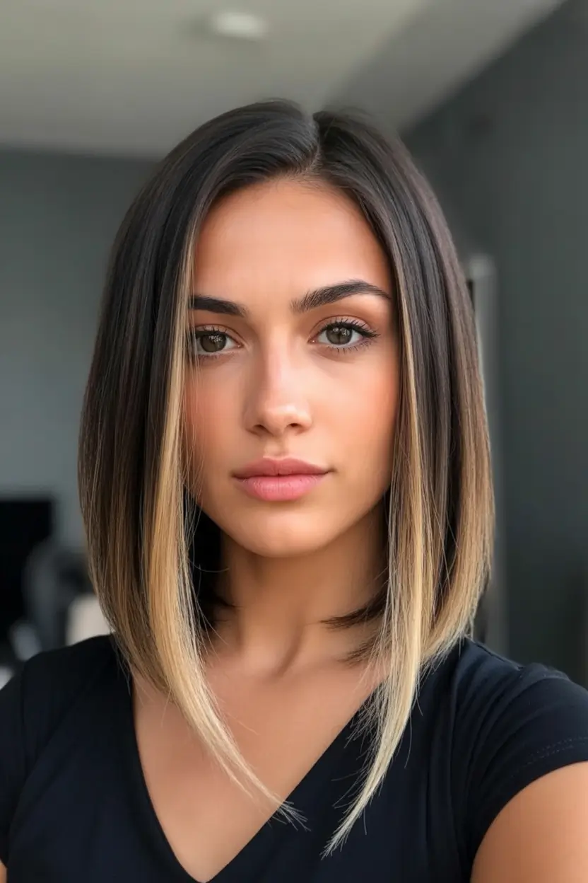 stylish spring long bob haircuts 2026 Precision Blonde Face Framing Angled Long Bob