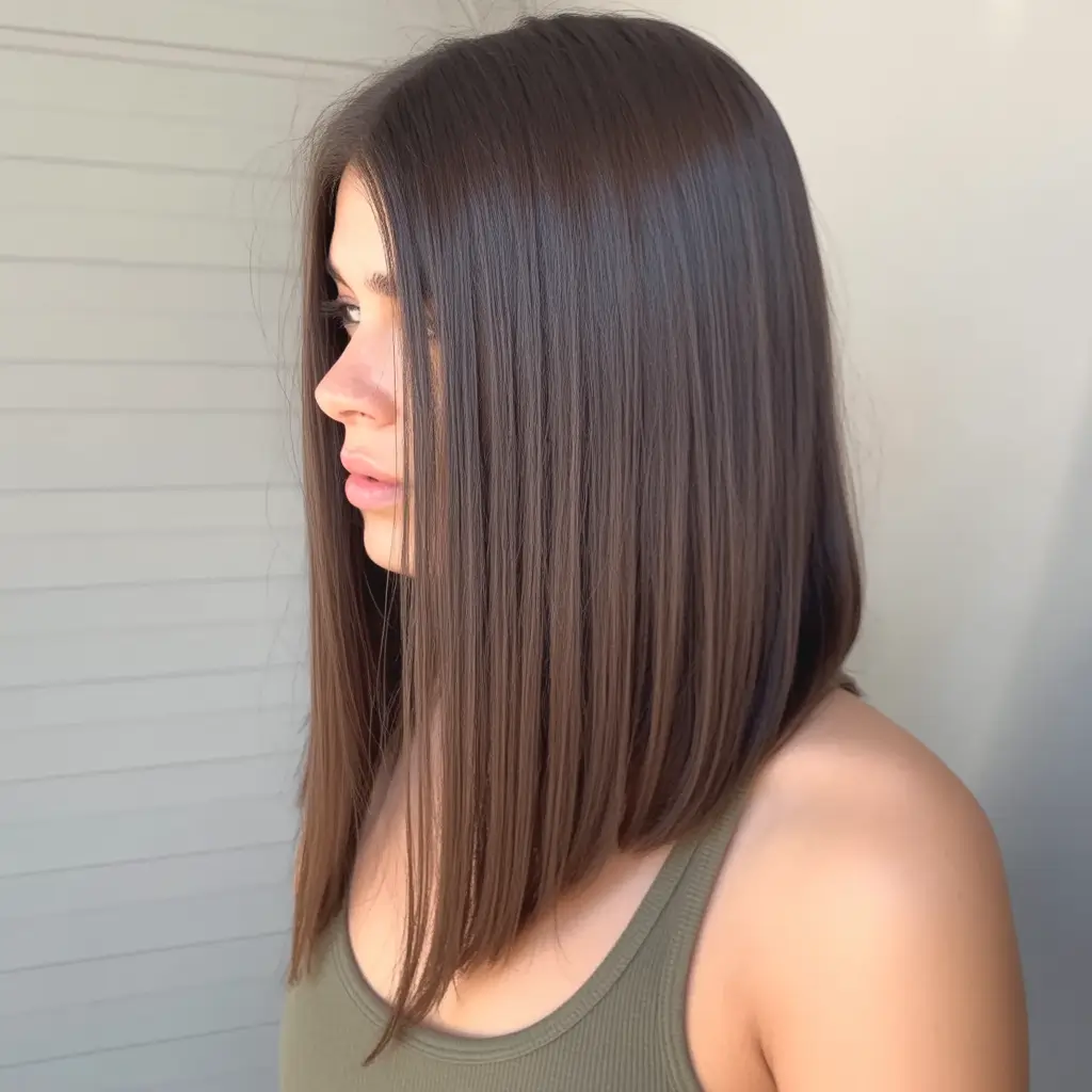 stylish spring long bob haircuts 2026 Classic Straight Brunette Long Bob with Blunt Finish