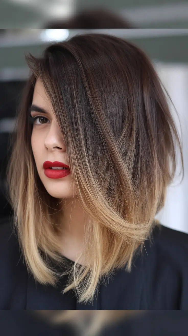 stylish spring long bob haircuts 2026 Textured Ombre Long Bob with Extra Volume