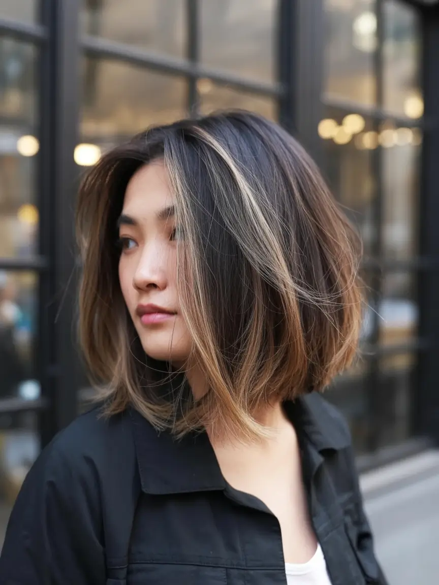 stylish spring long bob haircuts 2026 Textured Wavy Long Bob with Dimensional Highlights