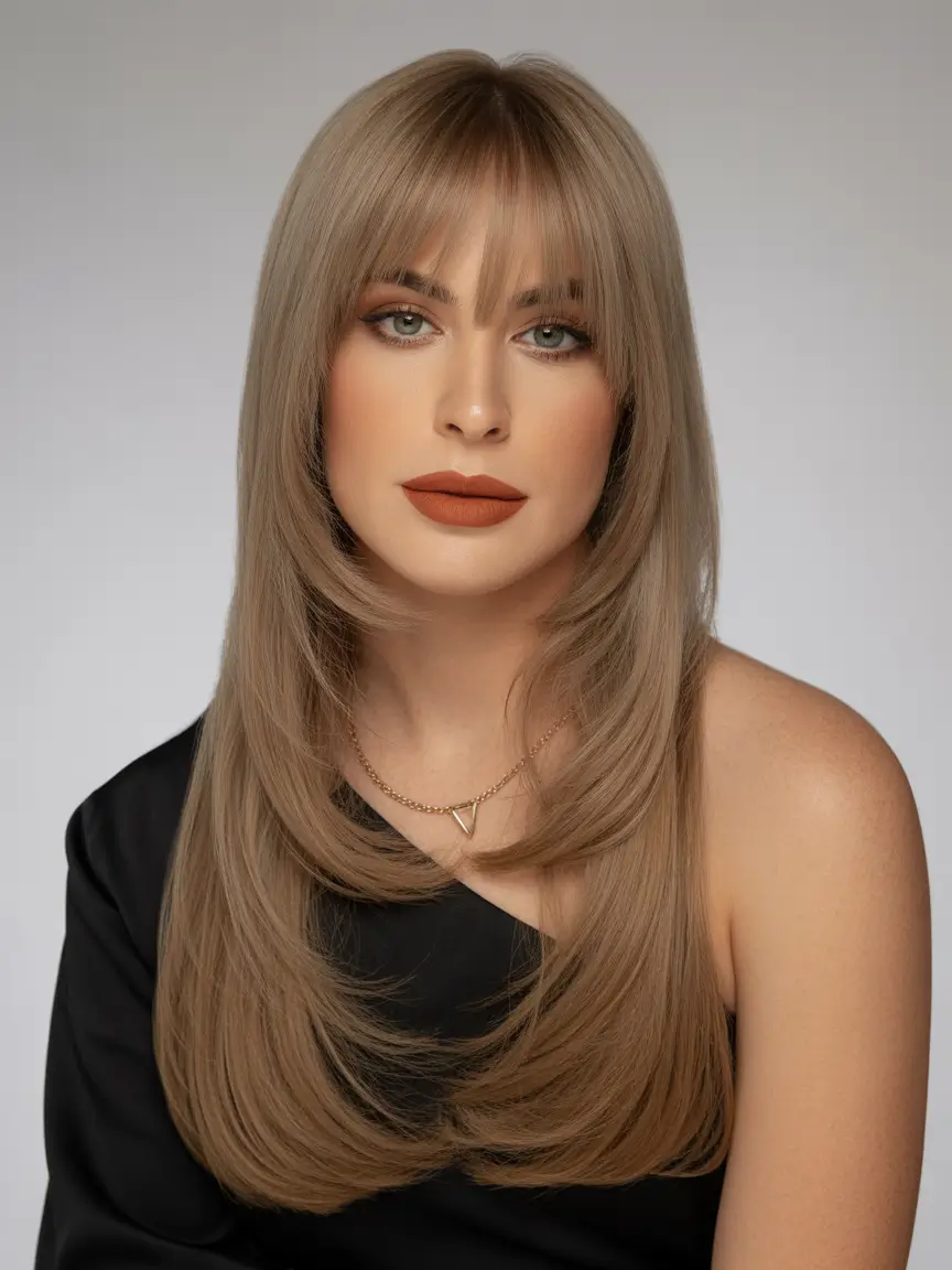 trending spring haircuts 2026 Medium layered haircut with bangs