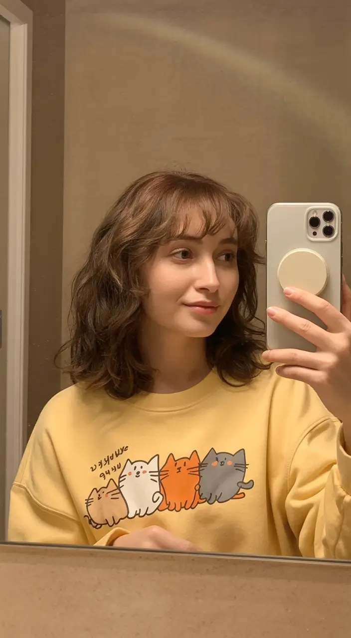 trending spring haircuts 2026 Medium wavy haircut with fringe