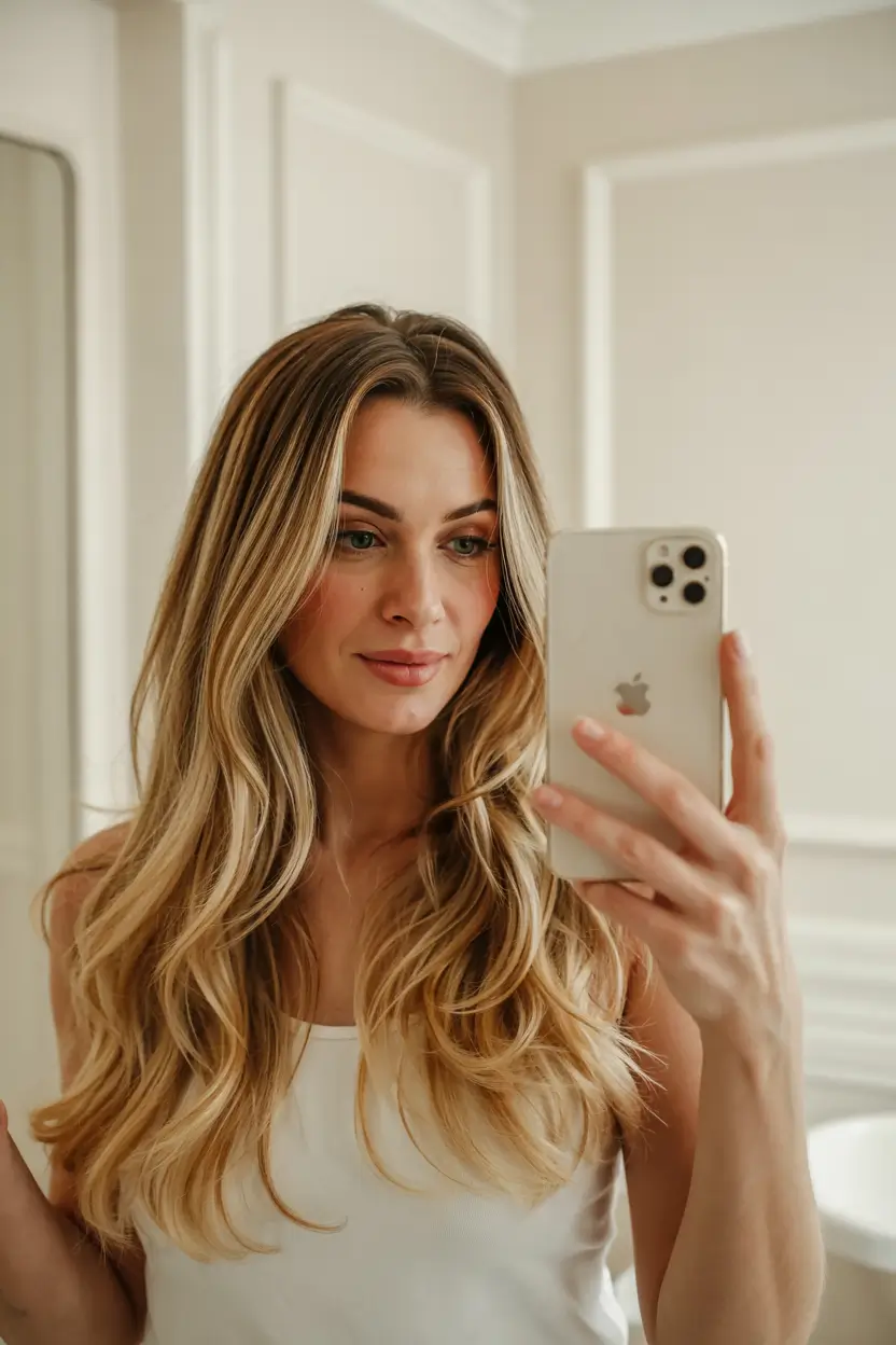 trendy spring hair color light skin 2026 Golden Honey Layers for a Warm Spring Glow