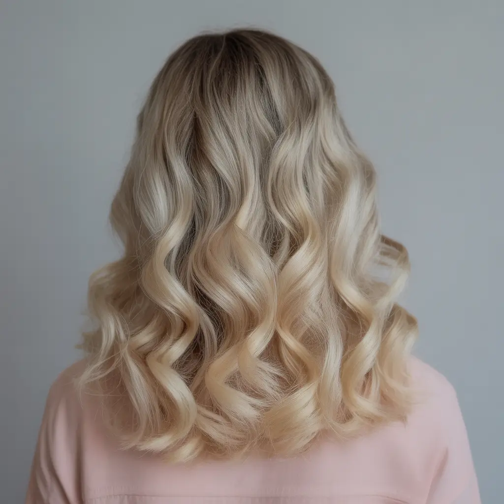 trendy spring hair color light skin 2026 Golden Cream Waves for a Soft Feminine Spring Look