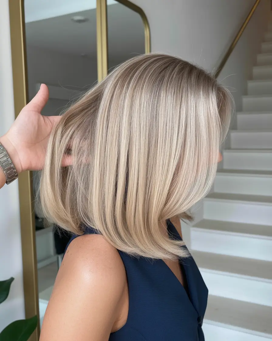 trendy spring hair color light skin 2026 Polished Neutral Blonde Bob With a Clean Spring Finish