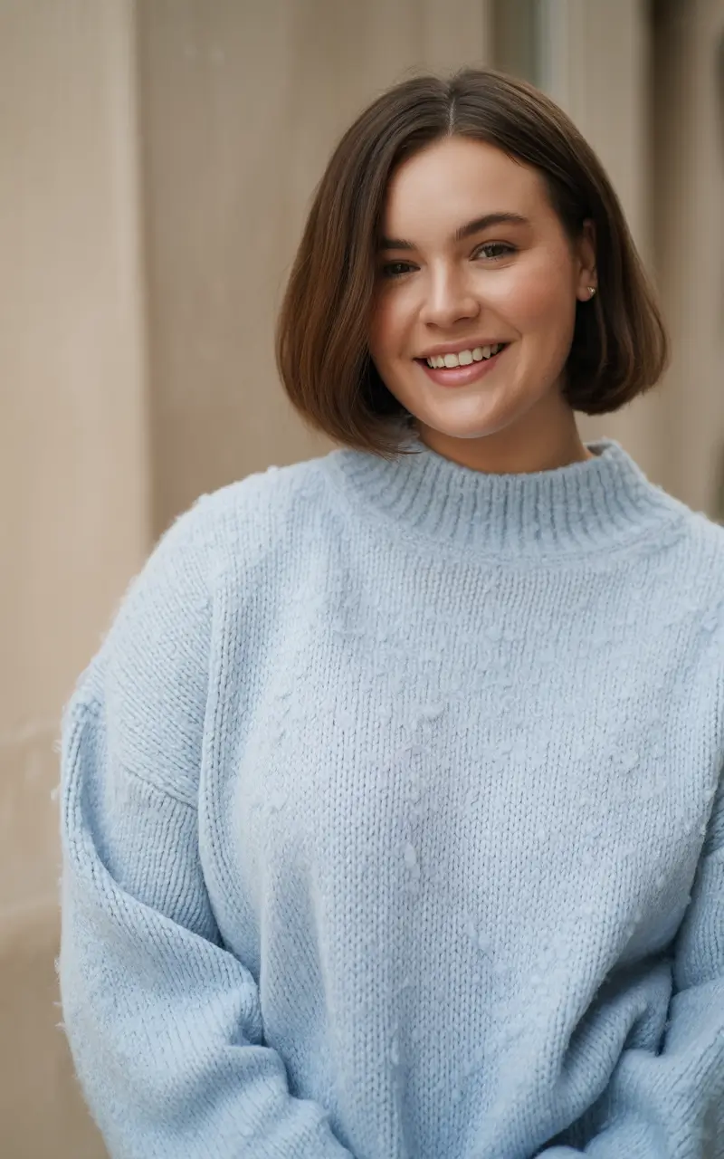 Trendy Spring Haircuts for Plus Size Women 2026 Classic Chin Length Bob With Gentle Under Curve