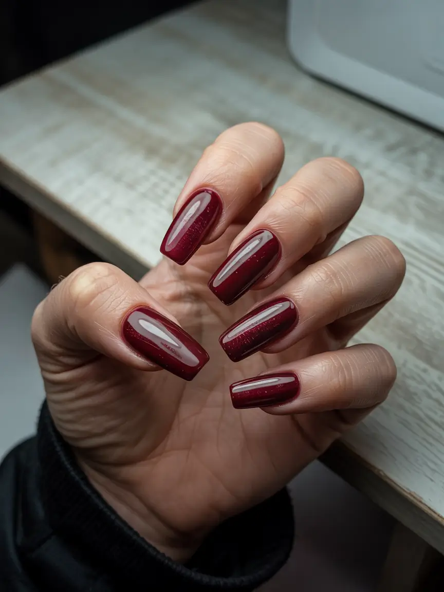 unique spring nail design 2026 Deep Wine Gloss With Confident Spring Energy