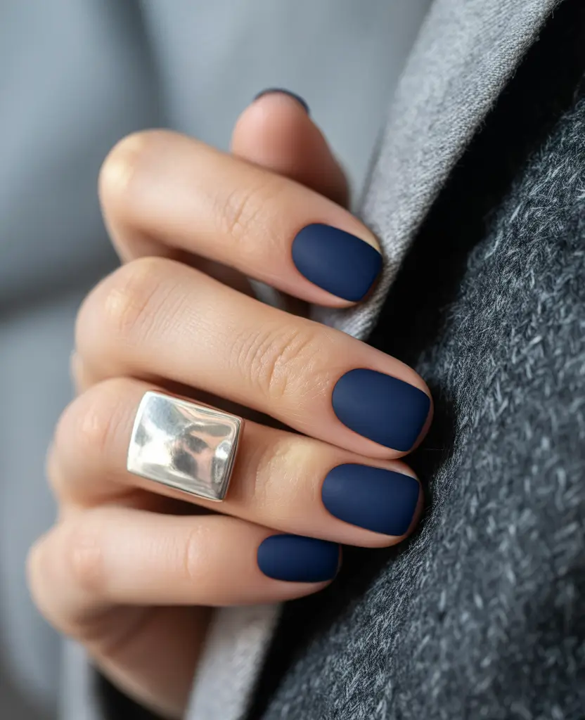 unique spring nail design 2026 Midnight Matte Mood For Early Spring Days