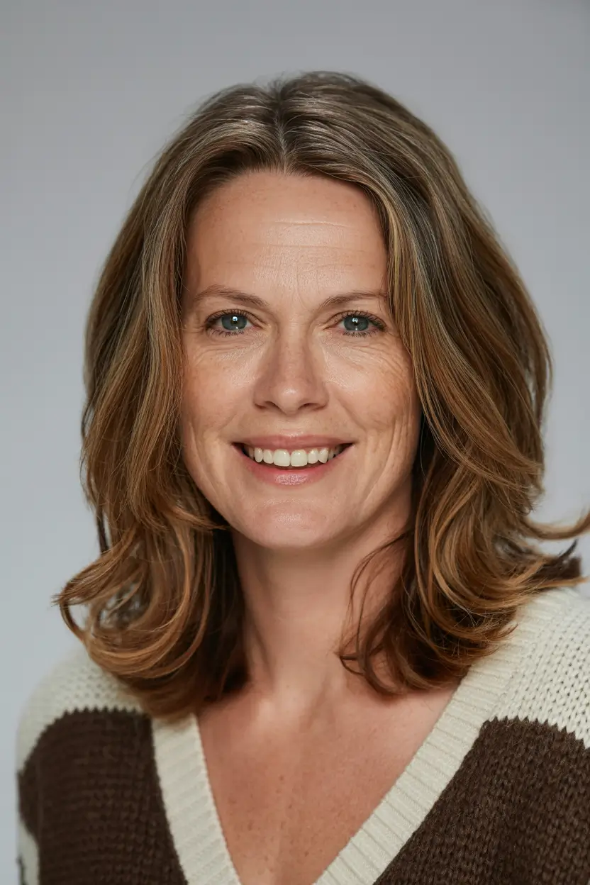 vibrant spring hair color ideas 2026 to look younger Caramel Chestnut Mid Length Cut for Natural Anti Aging Warmth