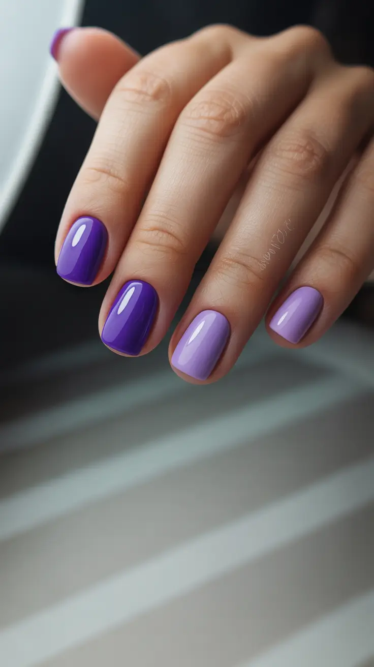 vibrant spring nail colors 2026 Violet Duo Harmony