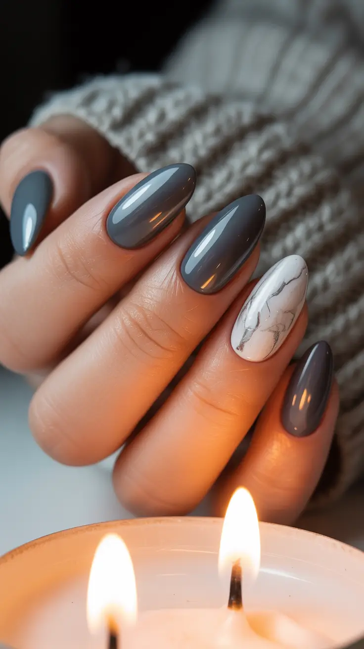 vibrant spring nail colors 2026 Smoke Grey Elegance