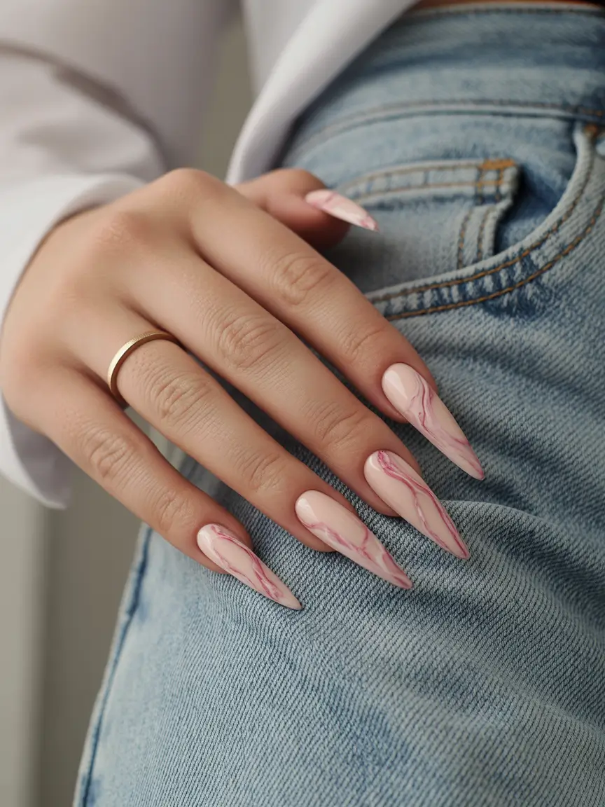 vibrant spring nail colors 2026 Pink Whisper Swirls