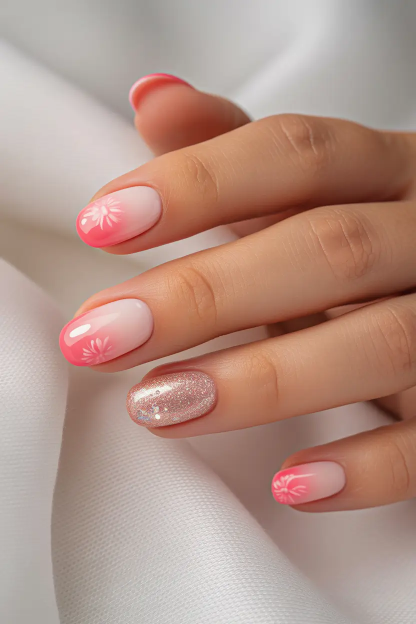 vibrant spring nail colors 2026 Pink Blossom Ombre