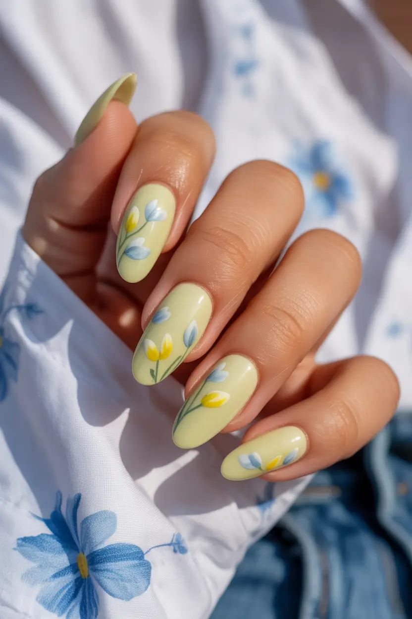 vibrant spring nail colors 2026 Soft Meadow Blooms