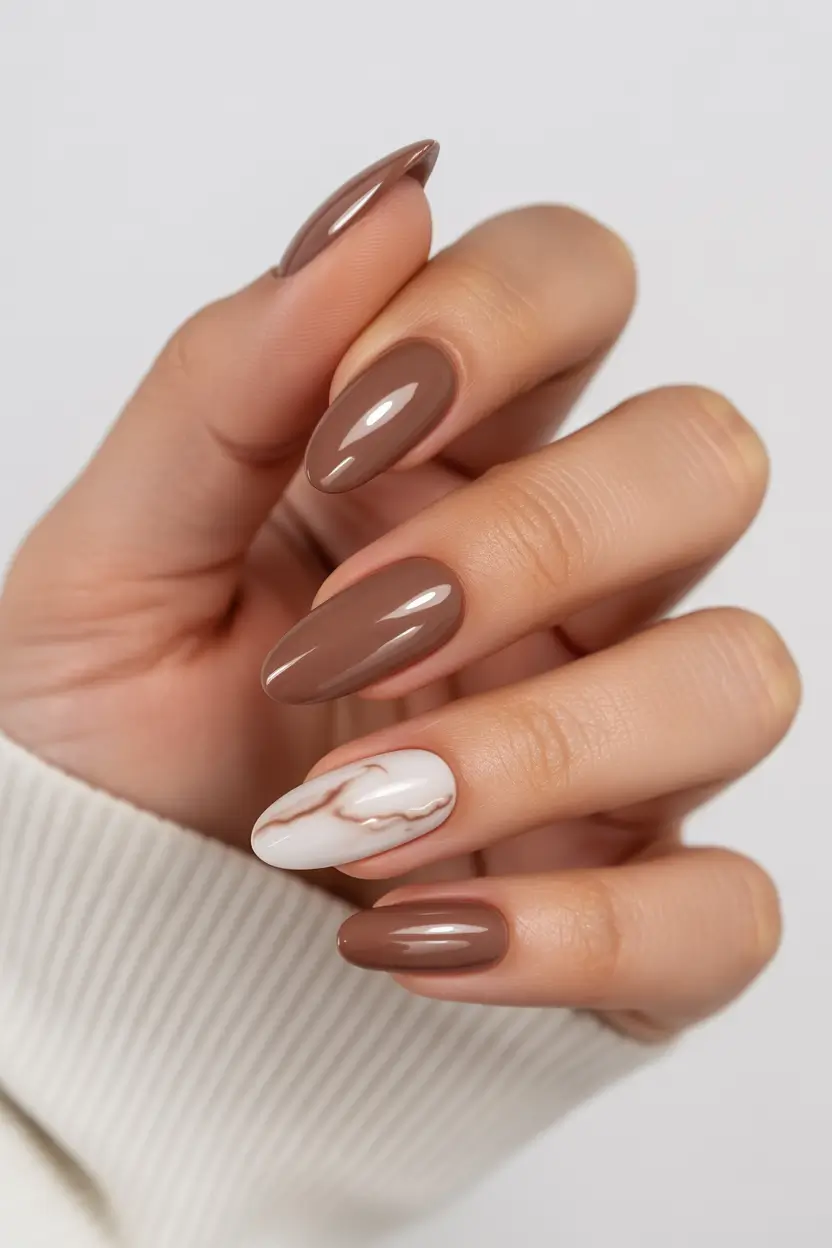 vibrant spring nail colors 2026 Cocoa Marble Comfort