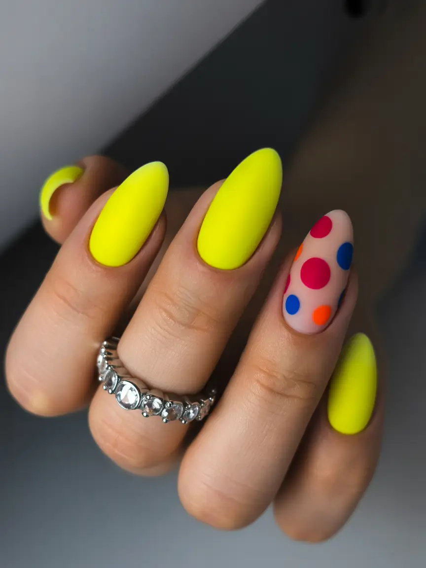 vibrant spring nail colors 2026 Neon Yellow Matte Pop