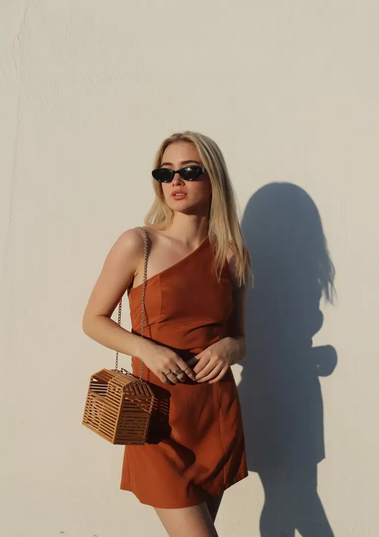 airy hot weather summer outfits 2026 Minimal evening elegance with warm summer tones