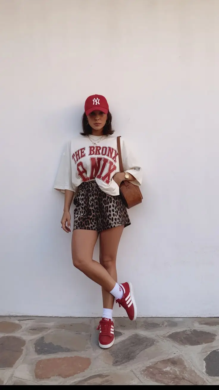 airy hot weather summer outfits 2026 Sporty statement look with bold summer energy