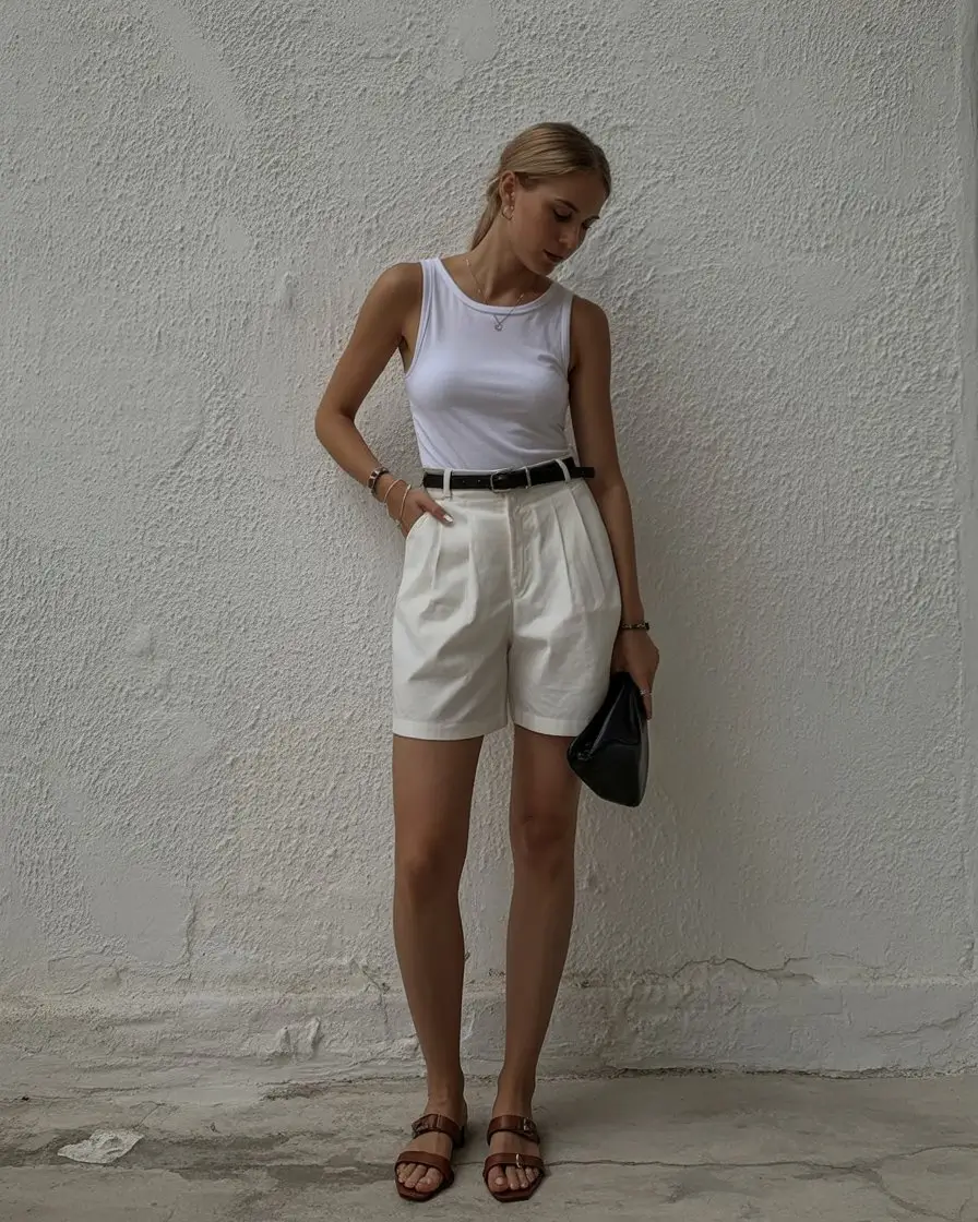airy hot weather summer outfits 2026 Polished summer minimalism with tailored ease