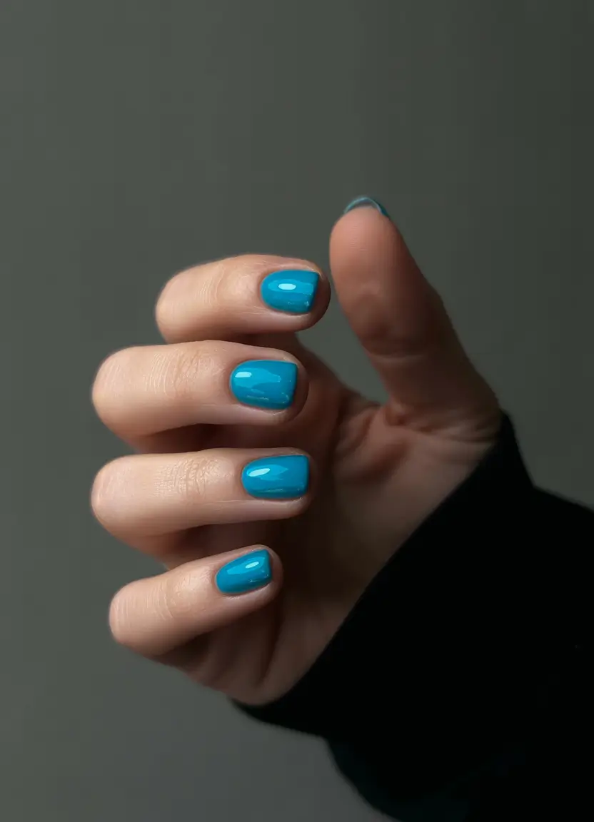 April nails colours 2026 Glossy Teal Minimal Nails for a Fresh April Look