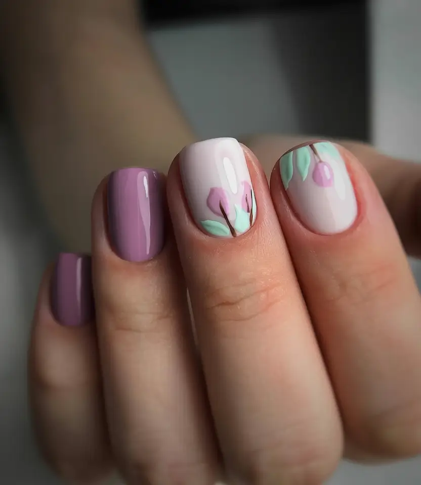 April nails colours 2026 Fresh Spring Tulip Nail Art in Soft Pastels