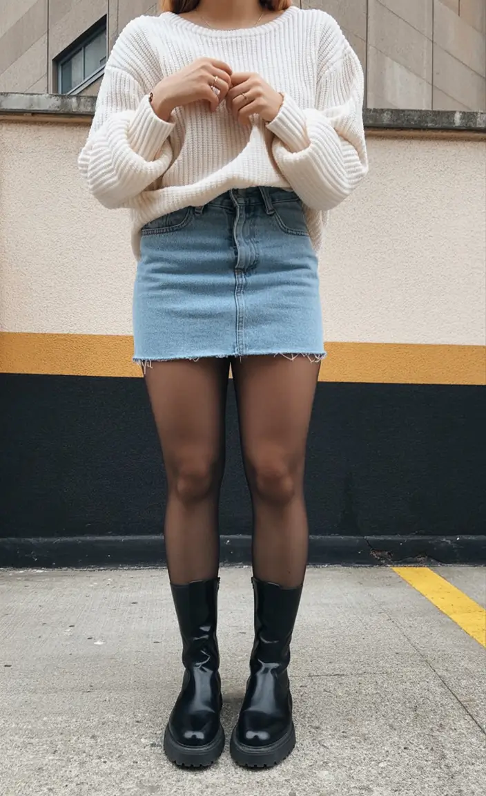 april outfits ideas 2026 sweater mini skirt outfit