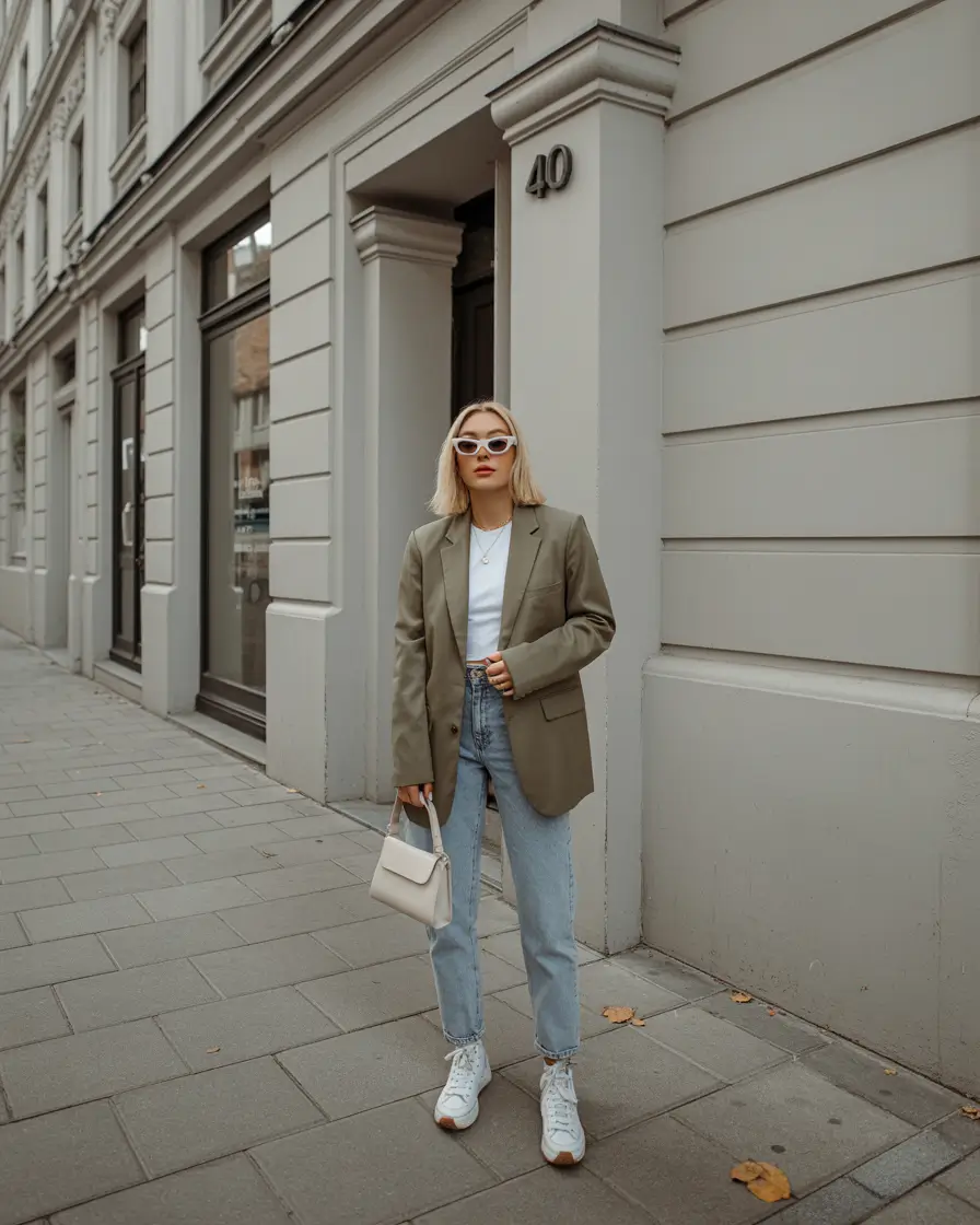 april outfits ideas 2026 neutral blazer street style