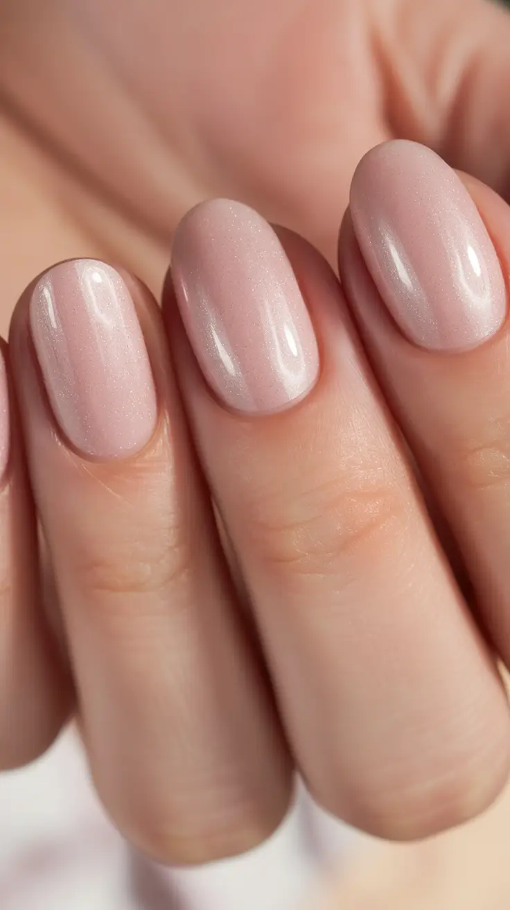 beautiful spring oval nails 2026 Soft Blush Glow for Simple Spring Days