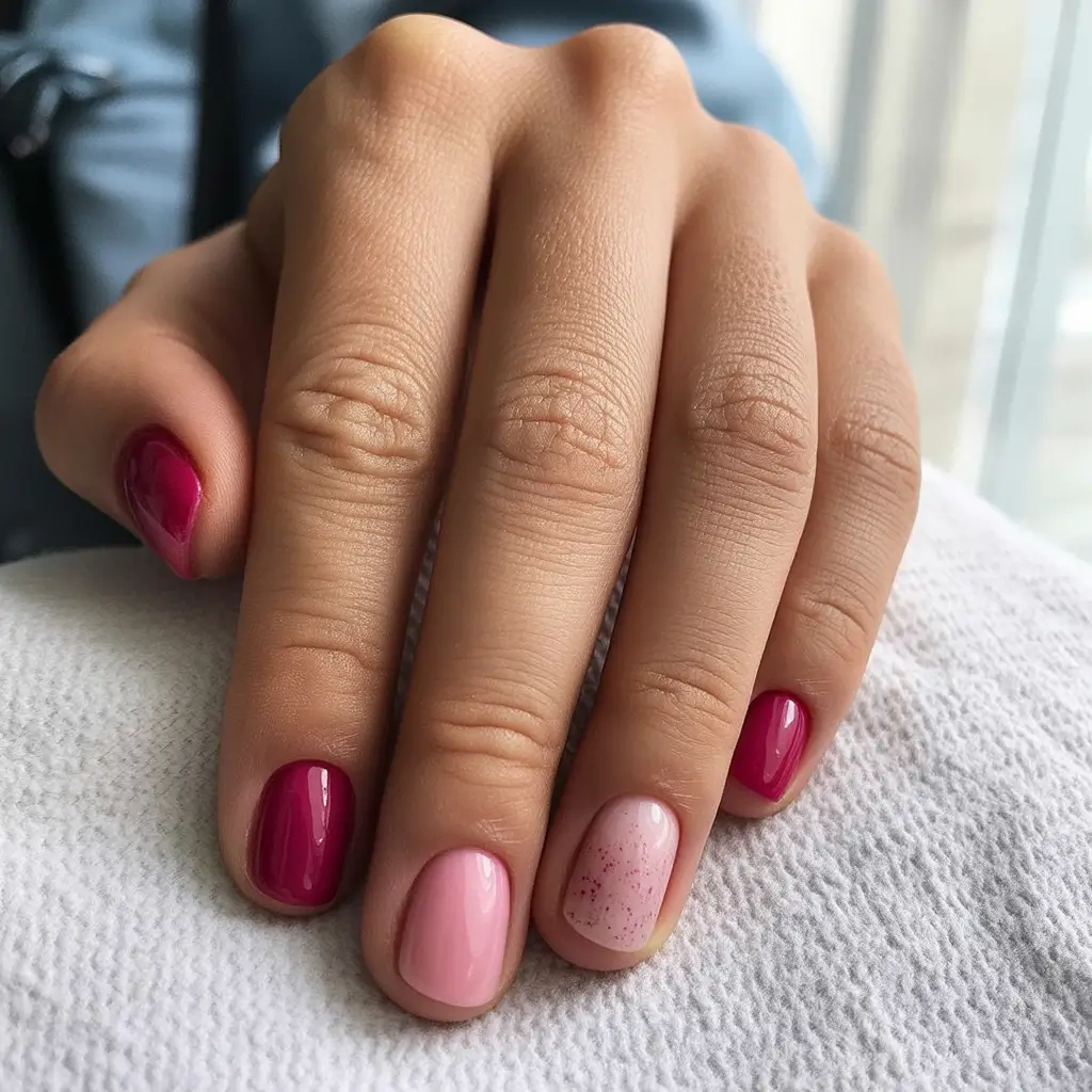 beautiful spring oval nails 2026 Berry and Blush Contrast for a Fresh Color Mix